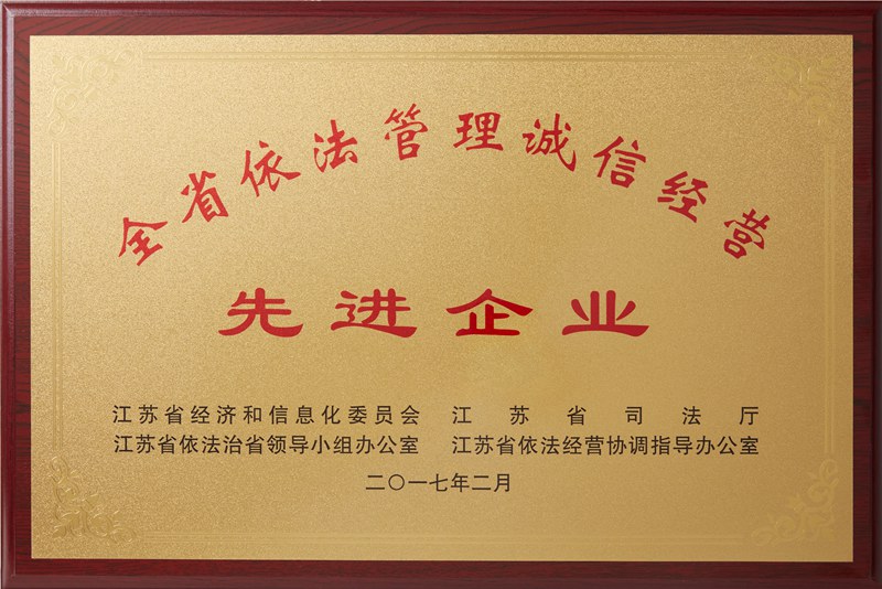 全省依法管理誠(chéng)信經(jīng)營(yíng)先進(jìn)企業(yè)（2017）